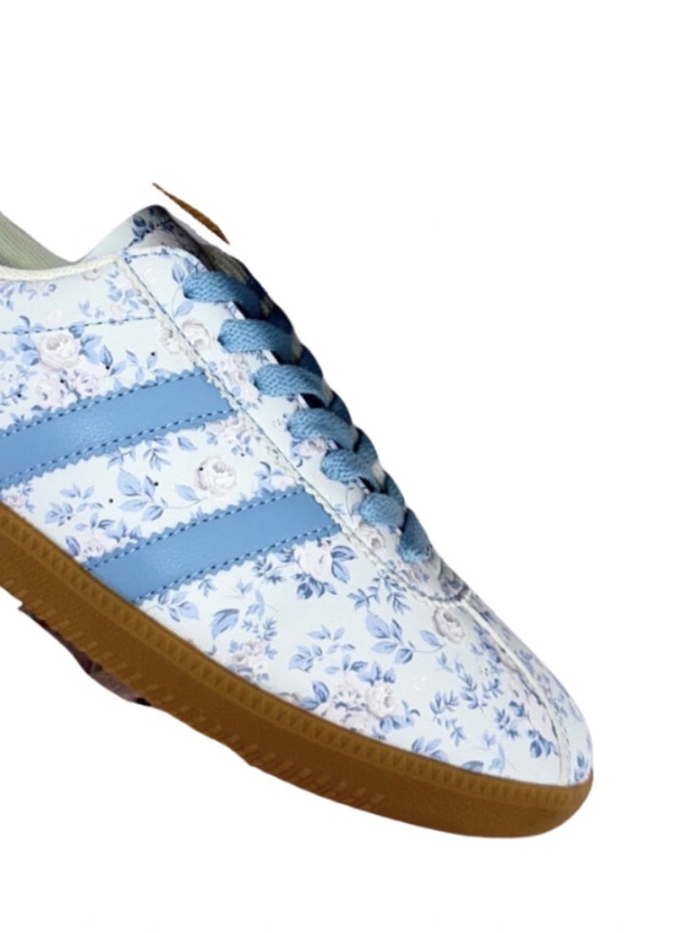 Women's Light Blue Floral Sneaker with Sky Blue Stripes